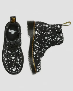 Junior 1460 Pascal Star Suede Lace Up Boots in Noir