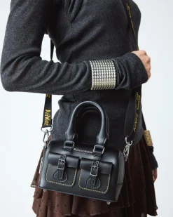 Mini Sac En Cuir À Anse Supérieure in Noir