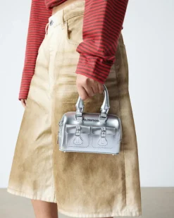 Mini sac en cuir Patent Lamper argenté à anses supérieures in Argenté