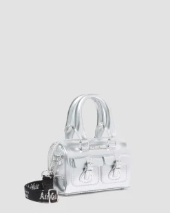Mini sac en cuir Patent Lamper argenté à anses supérieures in Argenté