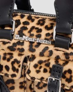 Mini sac à imprimé léopard et à anses supérieures in Noir & Tan