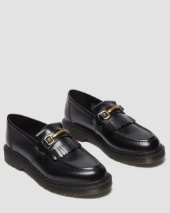 Mocassins Adrian Snaffle en cuir Smooth à pampilles in Noir