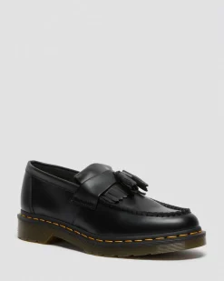 Mocassins Adrian Yellow Stitch en cuir Smooth à pampilles in Noir