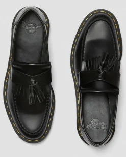 Mocassins Adrian Yellow Stitch en cuir Smooth à pampilles in Noir