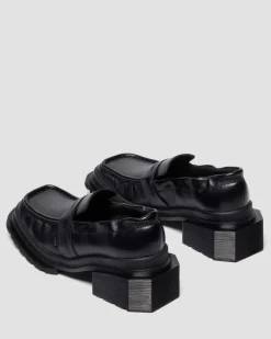 MOCASSINS MAYBOLE EN CUIR FRONCÉ À BOUTS CARRÉS in Noir