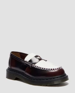 MOCASSINS PENTON HEART EN CUIR ARCADIA RUB-OFF BICOLORE in Rouge Cherry Red & Blanc