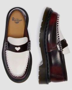MOCASSINS PENTON HEART EN CUIR ARCADIA RUB-OFF BICOLORE in Rouge Cherry Red & Blanc