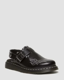 Mules Jorge Contrast Stitch en cuir in Noir