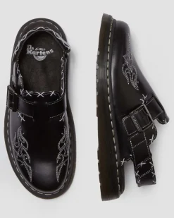 Mules Jorge Contrast Stitch en cuir in Noir