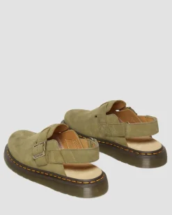 Mules Jorge II en cuir Tumbled Nubuck à brides in Muted Olive