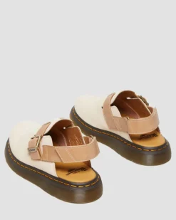 Mules Jorge II en daim et cuir à brides in Beige Texturé