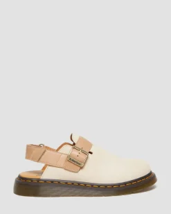 Mules Jorge II en daim et cuir à brides in Beige Texturé