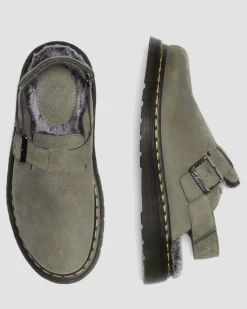 Mules Jorge II en fourrure synthétique in Nickel Grey