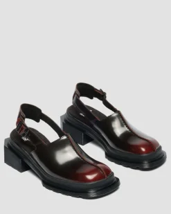 Mules Maybole en cuir Rub Off à bouts carrés in Rouge Cherry Red