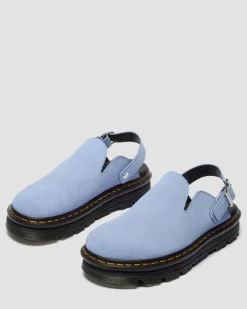 Mules plateformes Zebzag en daim à brides in Bleu Bleuet