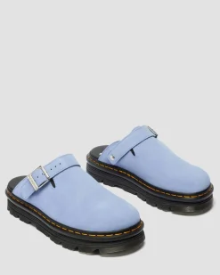 Mules plateformes Zebzag en daim à brides in Bleu Bleuet