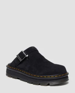 Mules plateformes Zebzag en daim à brides in Noir