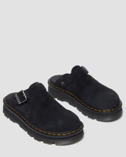 Mules plateformes Zebzag en daim à brides in Noir