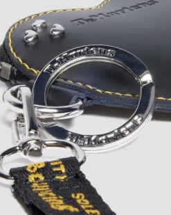 Porte-monnaie en forme de cœur en cuir avec anneau in Noir