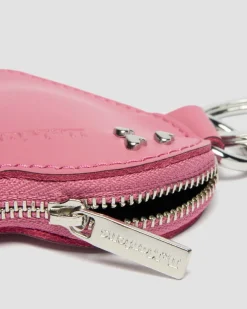 Porte-monnaie en forme de cœur en cuir avec anneau in Rose Doc's