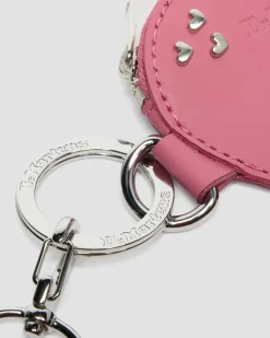 Porte-monnaie en forme de cœur en cuir avec anneau in Rose Doc's
