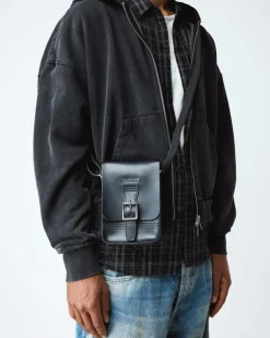 Sac bandoulière en cuirs Kiev et Smooth in Noir