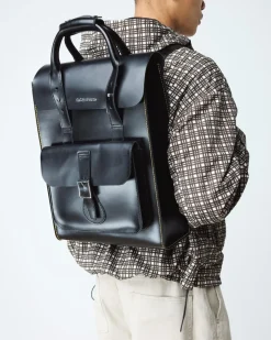 Sac à dos en cuirs Kiev et Smooth à compartiments in Noir