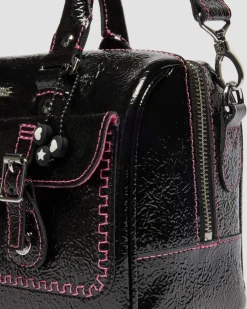 Sac en cuir Distressed Patent à anses supérieures in Noir