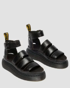 Sandales Clarissa Quad en cuir effet croco à brides in Marron Foncé