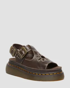 Sandales Dunnet Flower en cuir pleine fleur in Marron