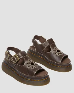 Sandales Dunnet Flower en cuir pleine fleur in Marron