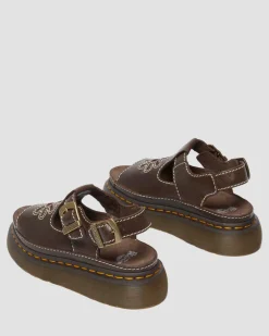Sandales Dunnet Flower en cuir pleine fleur in Marron