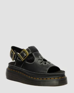 Sandales Dunnet Flower en cuir pleine fleur in Noir