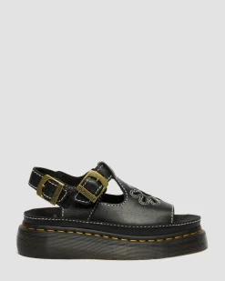 Sandales Dunnet Flower en cuir pleine fleur in Noir