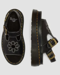 Sandales Dunnet Flower en cuir pleine fleur in Noir
