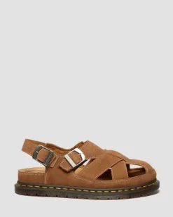 Sandales fisherman Archive en daim in Camel Naturel