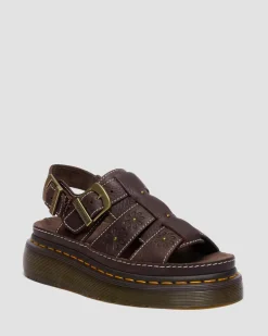 Sandales fisherman plateformes Wrenlie en cuir Grizzly à bouts ouverts in Marron Foncé