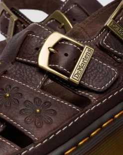 Sandales fisherman plateformes Wrenlie en cuir Grizzly à bouts ouverts in Marron Foncé