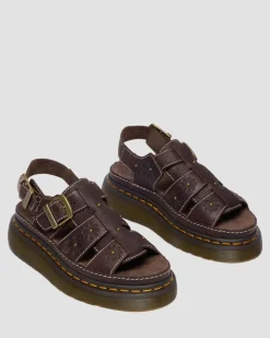 Sandales fisherman plateformes Wrenlie en cuir Grizzly à bouts ouverts in Marron Foncé