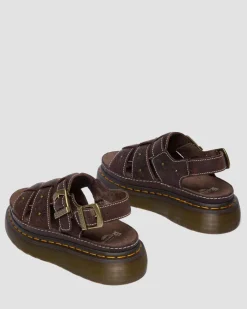 Sandales fisherman plateformes Wrenlie en cuir Grizzly à bouts ouverts in Marron Foncé