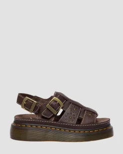 Sandales fisherman plateformes Wrenlie en cuir Grizzly à bouts ouverts in Marron Foncé