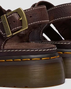 Sandales fisherman plateformes Wrenlie en cuir Grizzly à bouts ouverts in Marron Foncé
