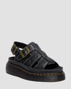 Sandales fisherman plateformes Wrenlie en cuir nappa à bouts ouverts in Noir