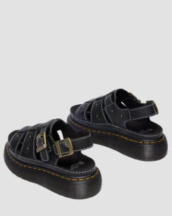 Sandales fisherman plateformes Wrenlie en cuir nappa à bouts ouverts in Noir