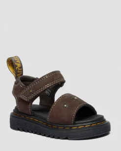 Sandales Flower en nubuck gaufré à brides pour tout-petit in Marron Foncé