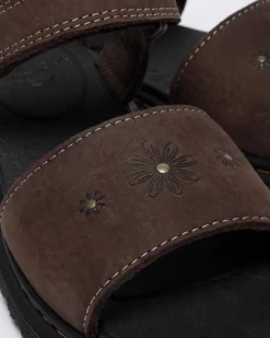 Sandales Flower en nubuck gaufré à brides pour tout-petit in Marron Foncé