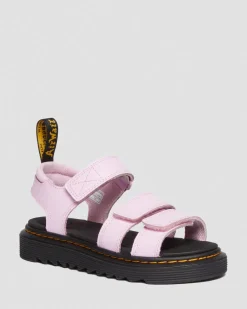 Sandales Klaire en cuir Athena à brides velcro Junior in Rose Clair