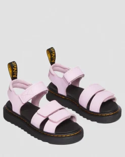 Sandales Klaire en cuir Athena à brides velcro Junior in Rose Clair