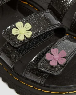 Sandales Klaire à paillettes et à bridess velcro Junior in Black