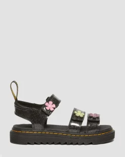 Sandales Klaire à paillettes et à bridess velcro Junior in Black
